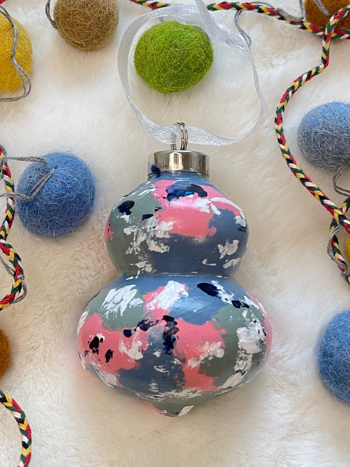 Ceramic Bauble Ornament - Blue, Rose, Sage & Navy