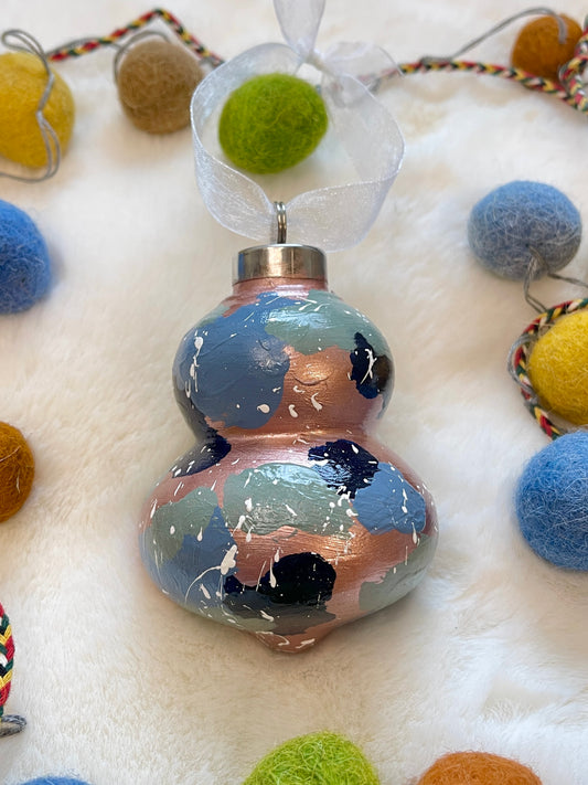 Ceramic Bauble Ornament - Rose Gold, Blue & Sage